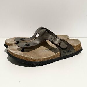 Betula Birkenstock Gizeh Metallic Gunmetal Sandals 42 Comfort‎ Walking